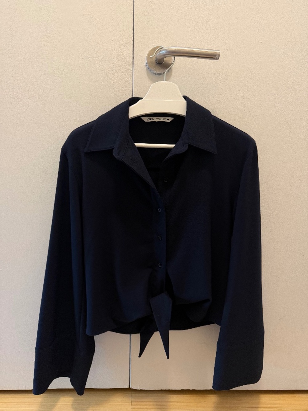 Zara Navy Cropped Longsleeve Top | Small